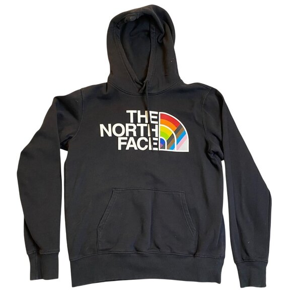 The North Face Rainbow Men's Hoodie Small Logo Black Cotton Polyester Pullover - Picture 1 of 8